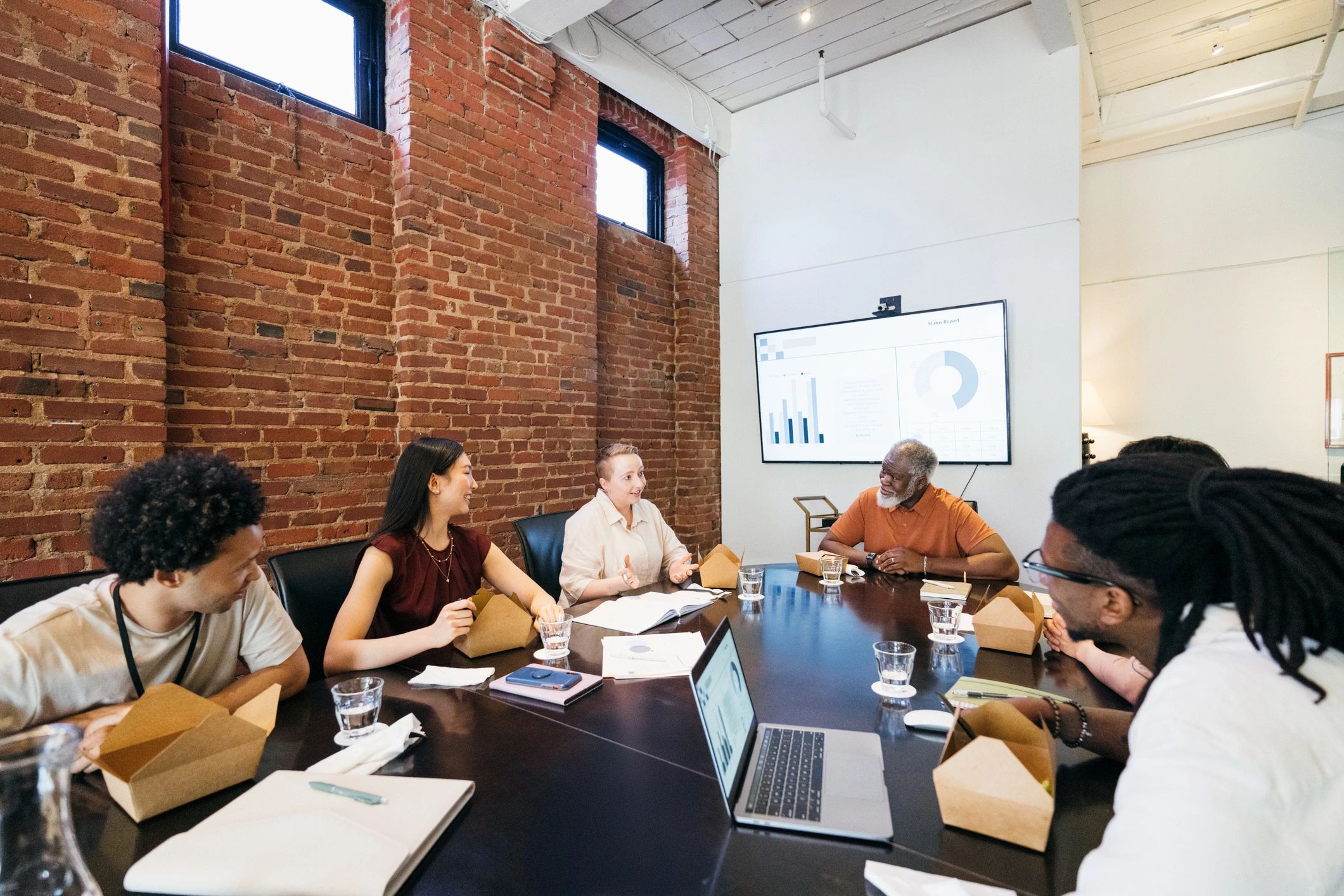 Executive team meeting in a boardroom